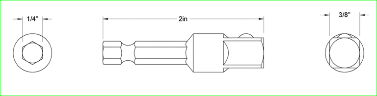 1-4英寸六角柄至3-8英寸方形驱动适配器